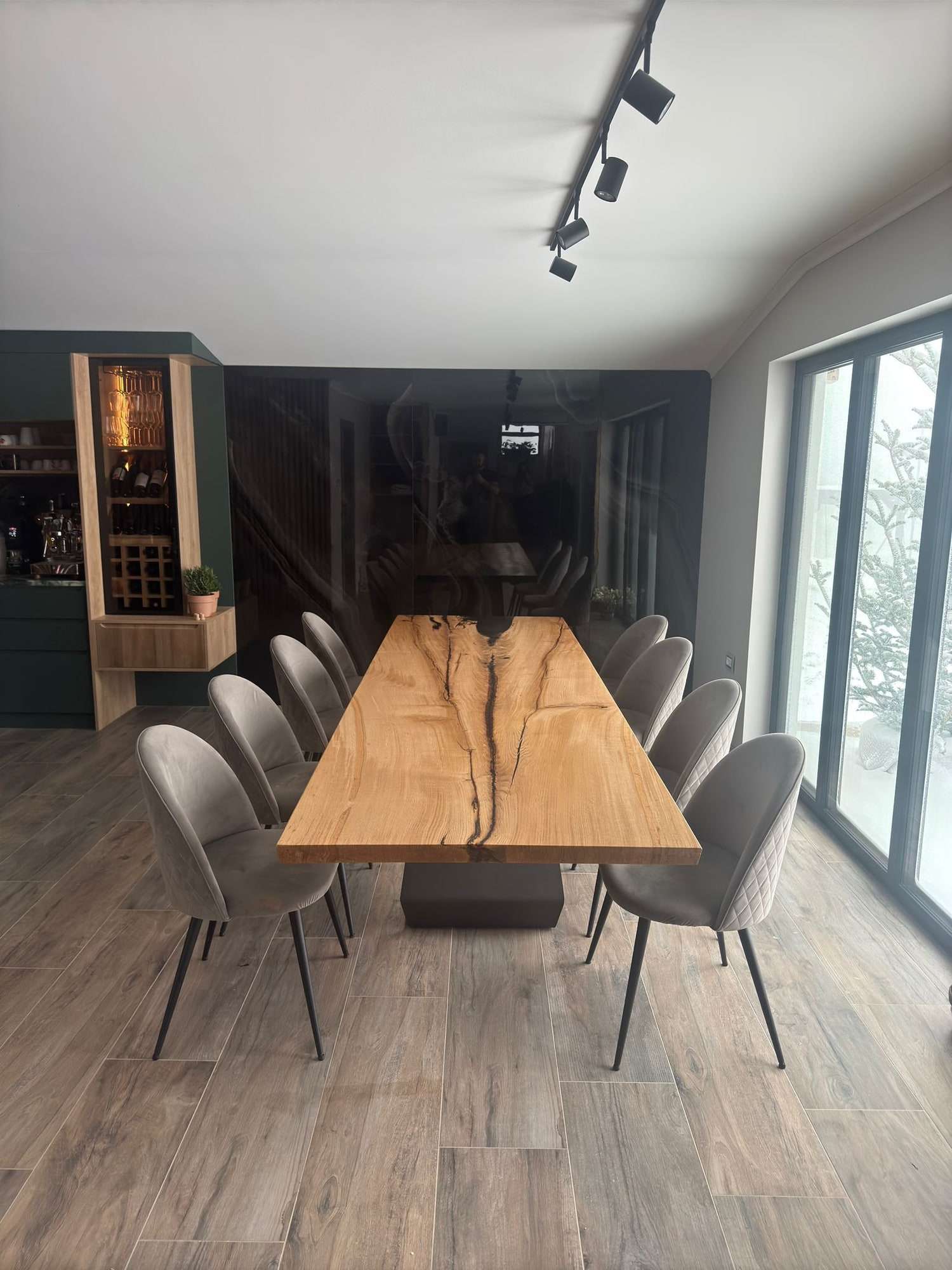 Masă de dining din stejar cu rășină epoxidică, 3 m